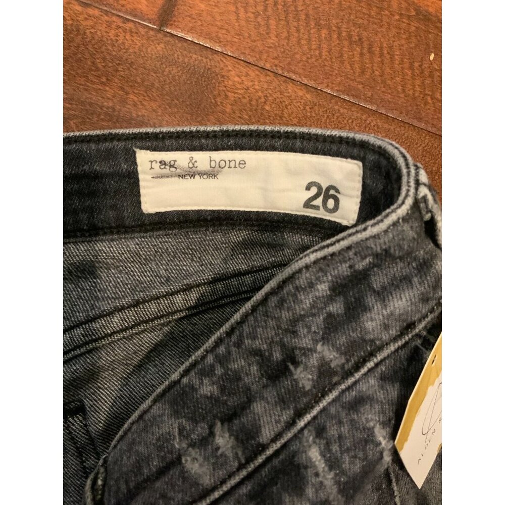 Rag & Bone Black & Gray Snakeskin Cate Mid-Rise Ankle Skinny Leg Jeans, Size 26 - Picture 5 of 8